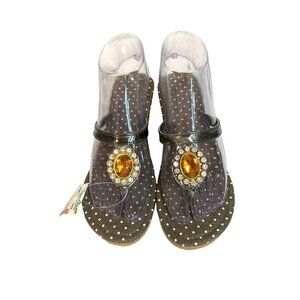New Wedge Sandals with Rhinestone Gemstone Accent Women's‎ Size 7 NWT